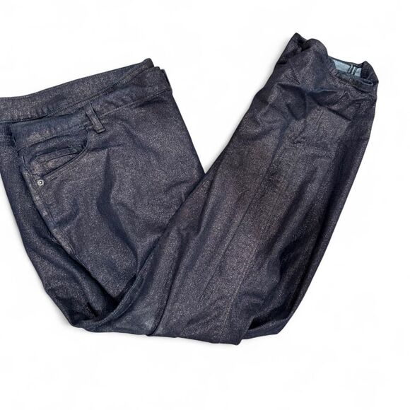 Old Navy Women's Black Copper Sparkle Glitter Slim Straight Leg Jeans Denim - Picture 2 of 3